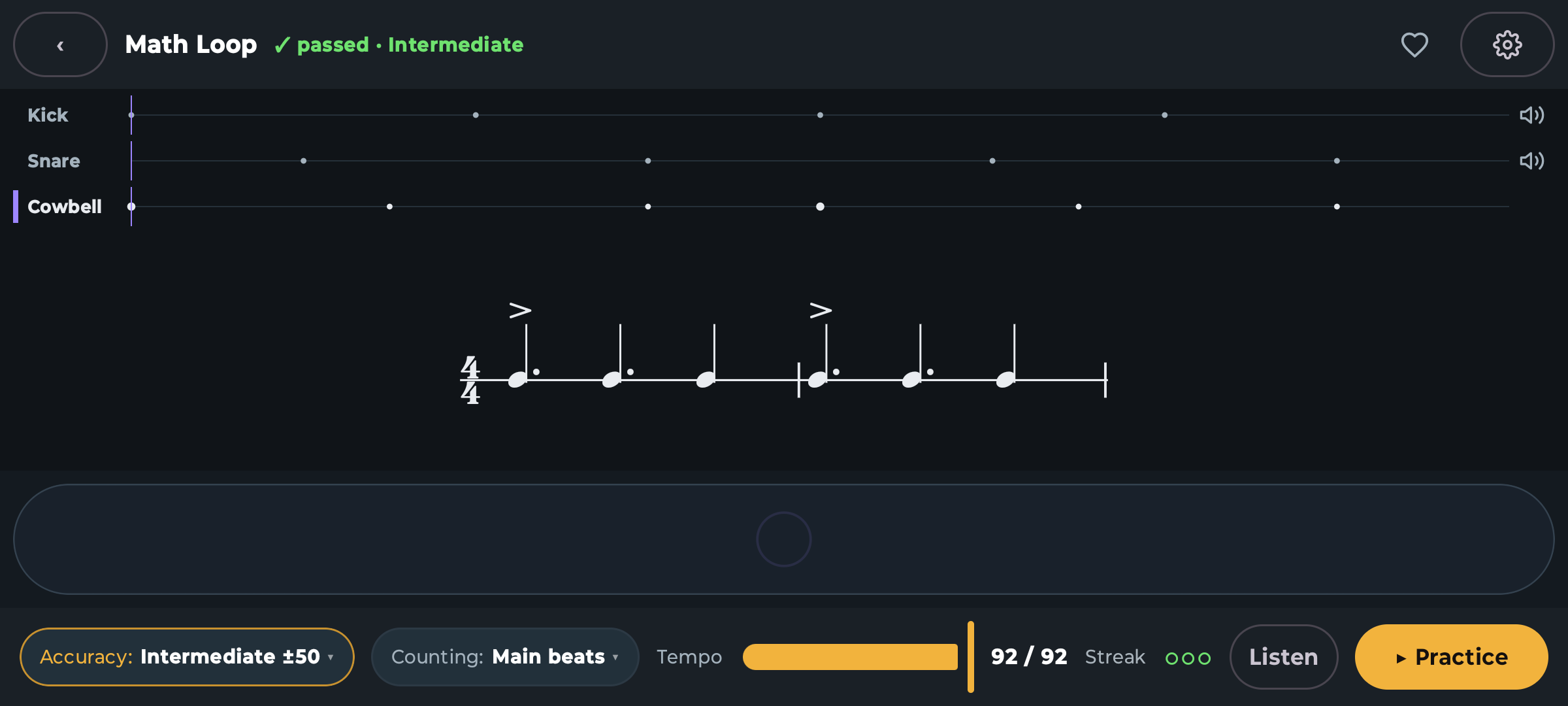 Multi-voice player with mini lanes and the active voice